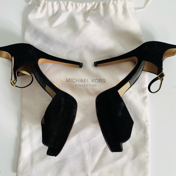 Worn Once Michael Kors Black Velvet Heels with Ankle Strap - Picture 2 of 7